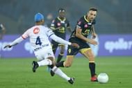 Berbatov (right) was subbed off in the second half